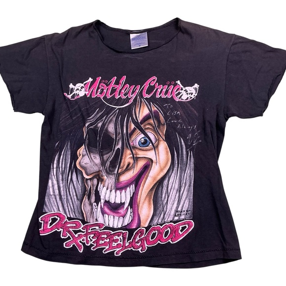 Vintage Mötley Crüe 1990 Dr. Feel good  signed T-shirt USA made XS/S RARE - Picture 1 of 6